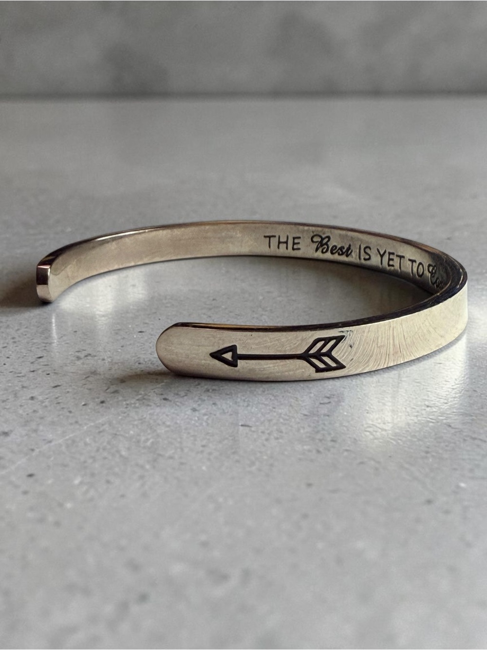 Engraved Arrow Cuff Bracelet - Gold Tone